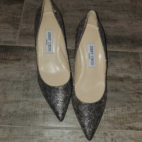 Jimmy Choo Women's Metallic Aurora Bronze Glitter Kitten Heel 38 - Picture 4 of 5